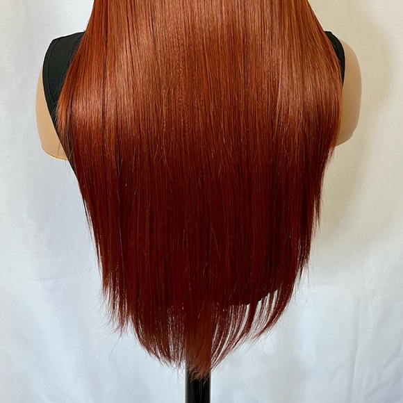 Very Pretty 28” Ombre Copper Color Premium Fiber Lace Front Wig - Picture 9 of 9